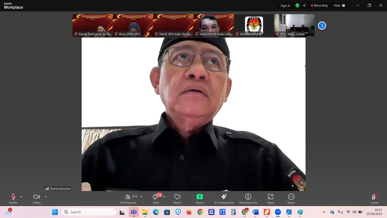 Sosialisasi Pengelolaan PPID oleh KPU RI secara daring (25 Juli 2025)